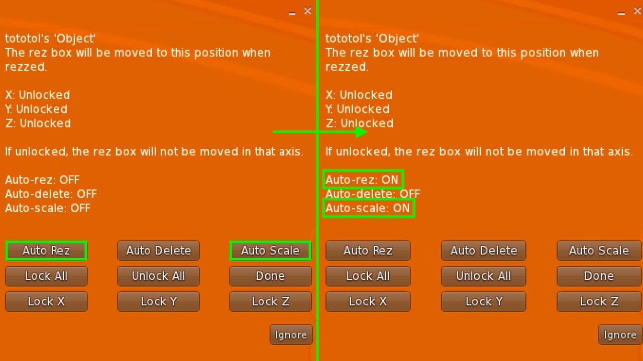 setup menu for main rezzer