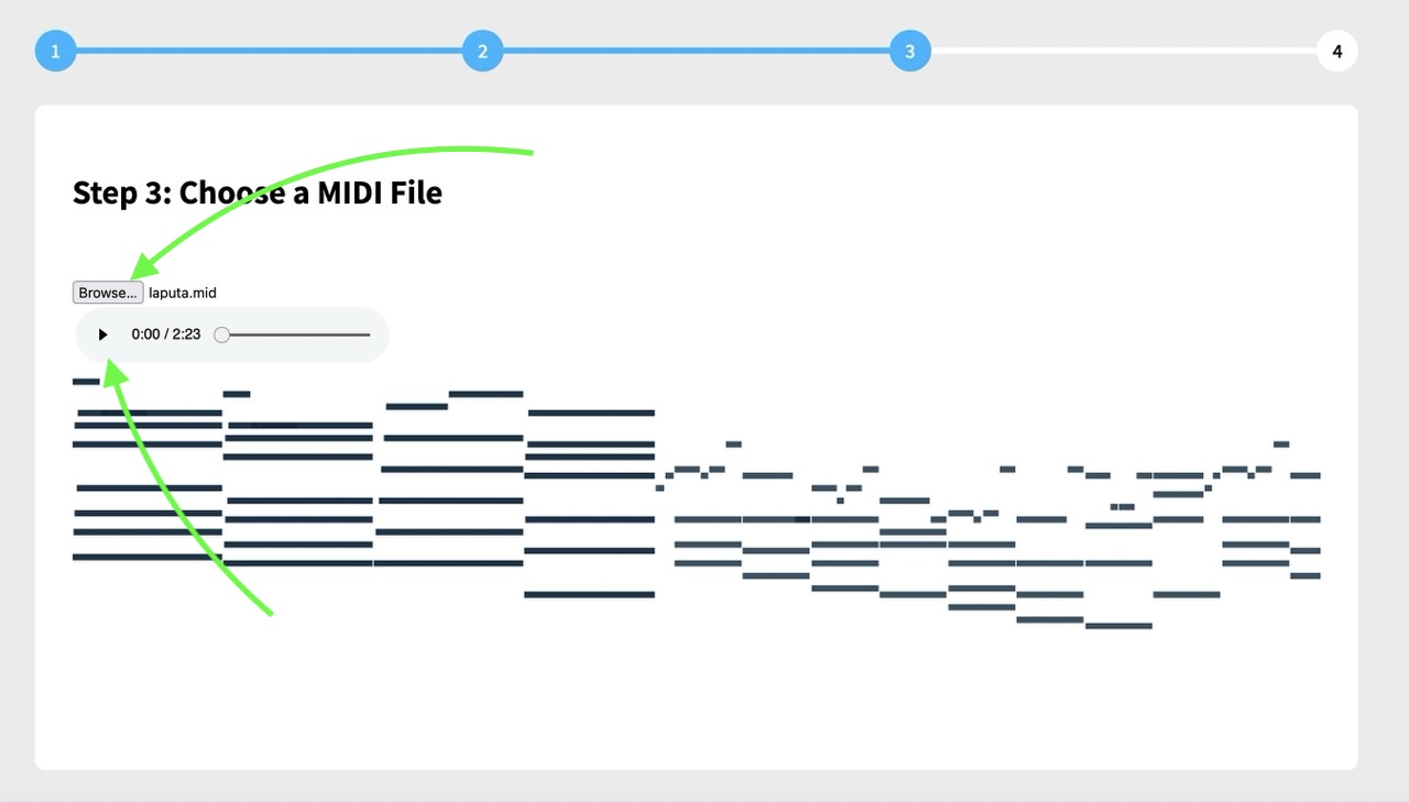 upload midi upload page